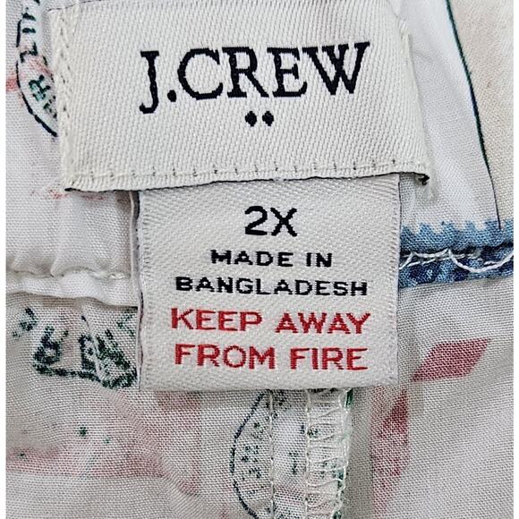 J CREW Women's Plus 2X Pajamas Set Shorts Postcards Drawstring 100% Cotton - Picture 7 of 11